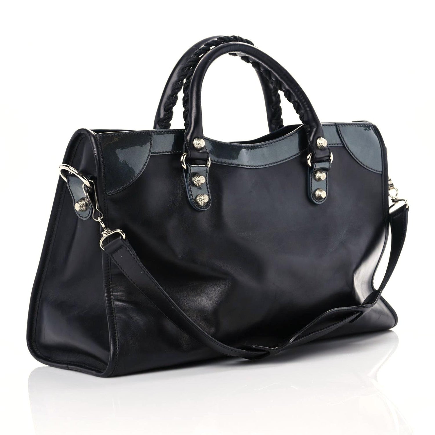 Balenciaga Smooth Calfskin Metallic Patent Giant 12 Silver Hardware City Black Gris 3 of 22