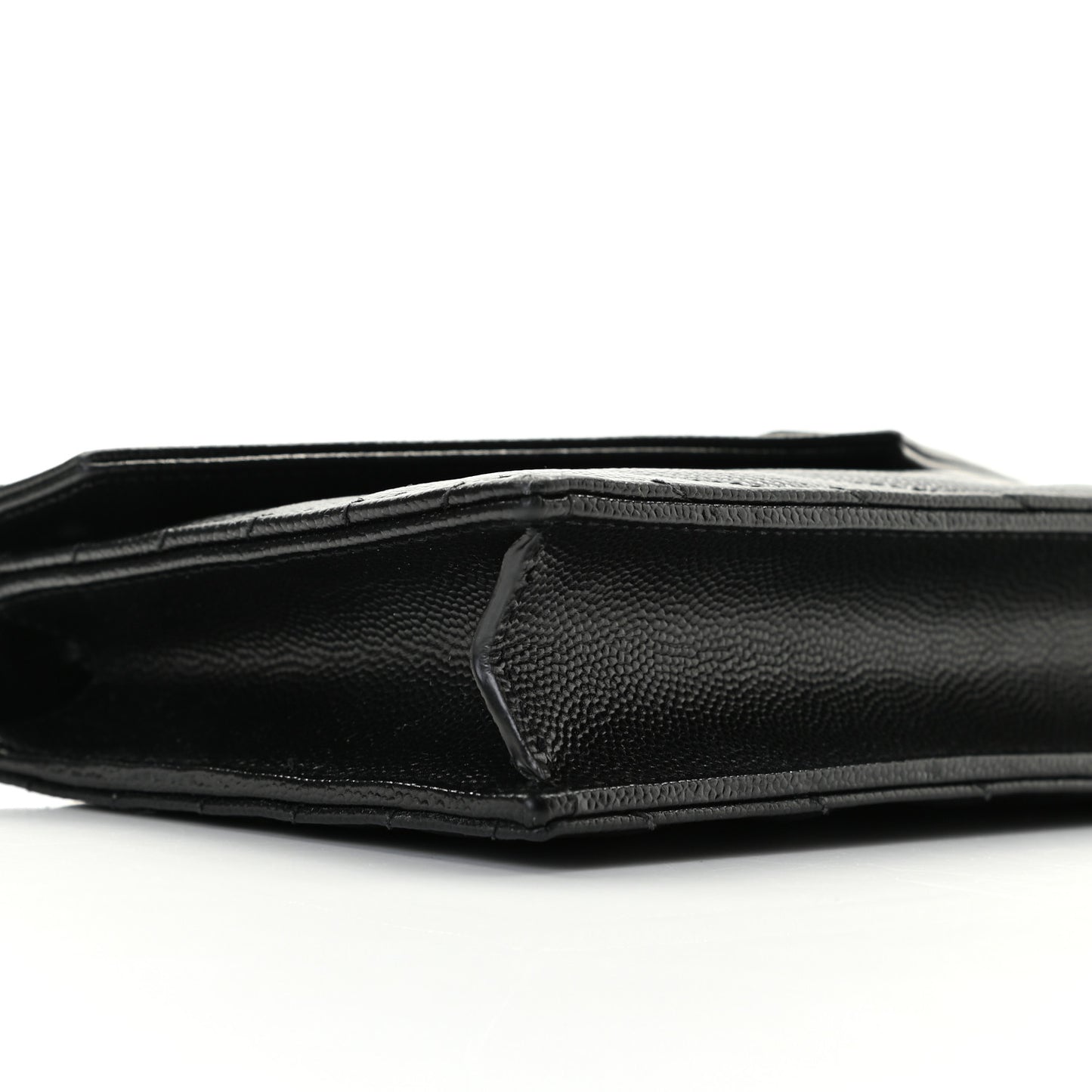Grain De Poudre Matelasse Chevron Monogram Envelope Chain Wallet Black