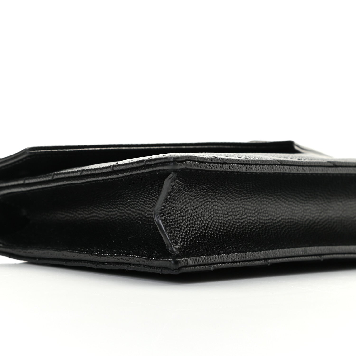 Saint Laurent Grain De Poudre Matelasse Chevron Monogram Envelope Chain Wallet Black 5 of 13
