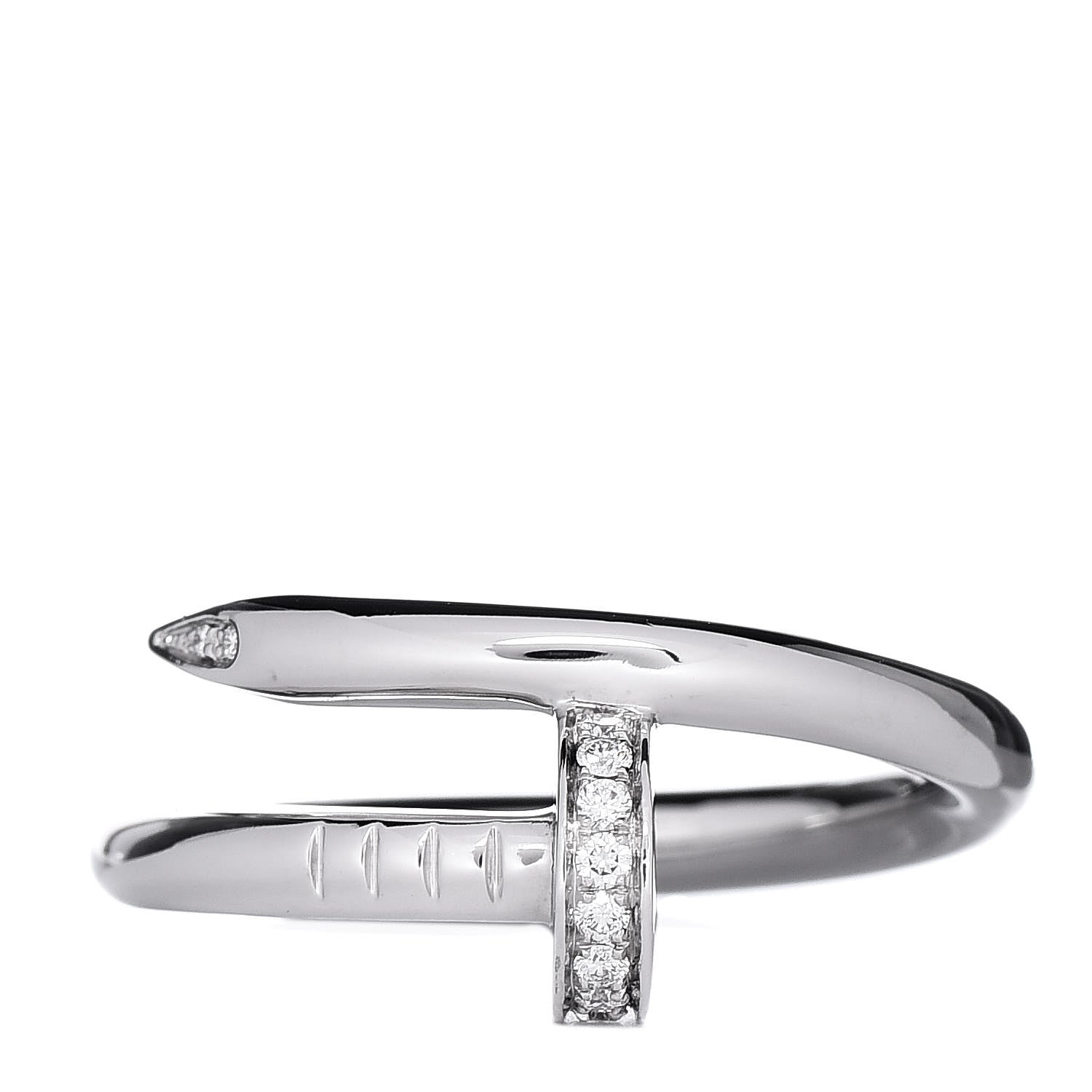 Cartier 18K White Gold Diamond Juste Un Clou Ring 55 7.25 1 of 6
