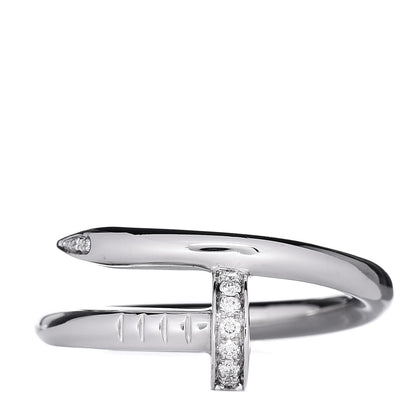 Cartier 18K White Gold Diamond Juste Un Clou Ring 55 7.25 1 of 6