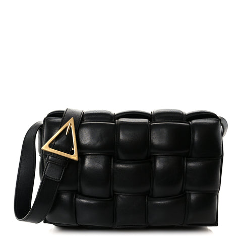 Nappa Maxi Intreccio Padded Cassette Crossbody Bag Black