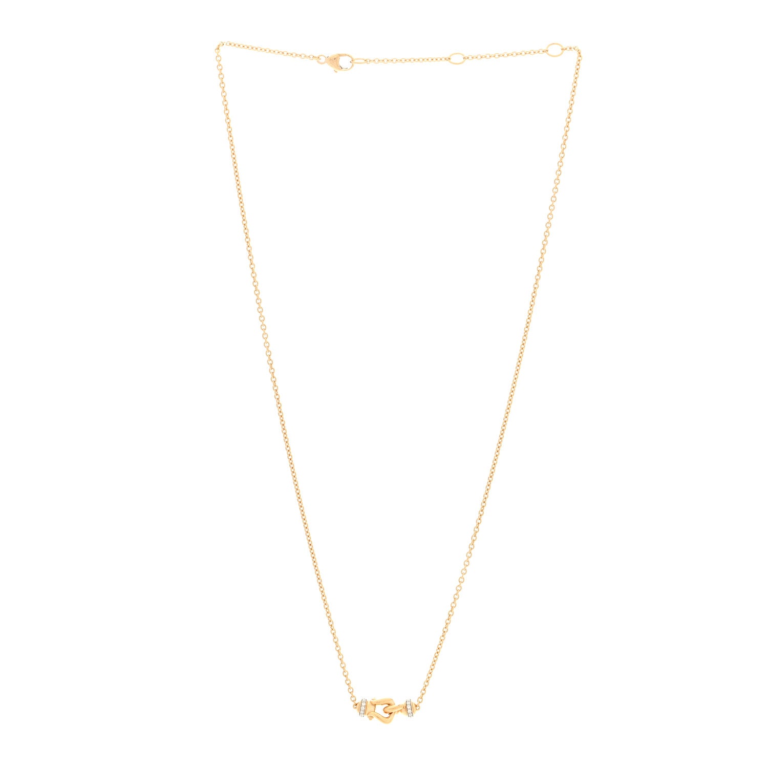 David Yurman 18K Yellow Gold Diamond Buckle Necklace 3 of 5