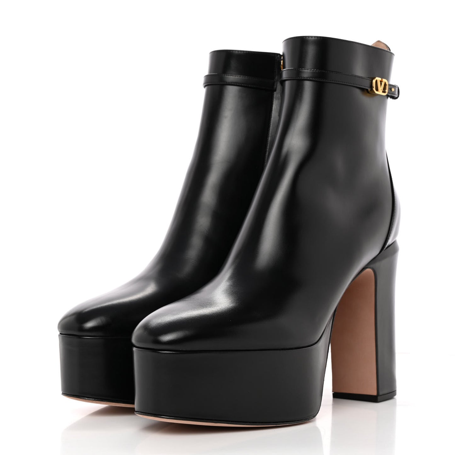 Calfskin Tan-Go Platform 50/120mm Ankle Boots 41 Black