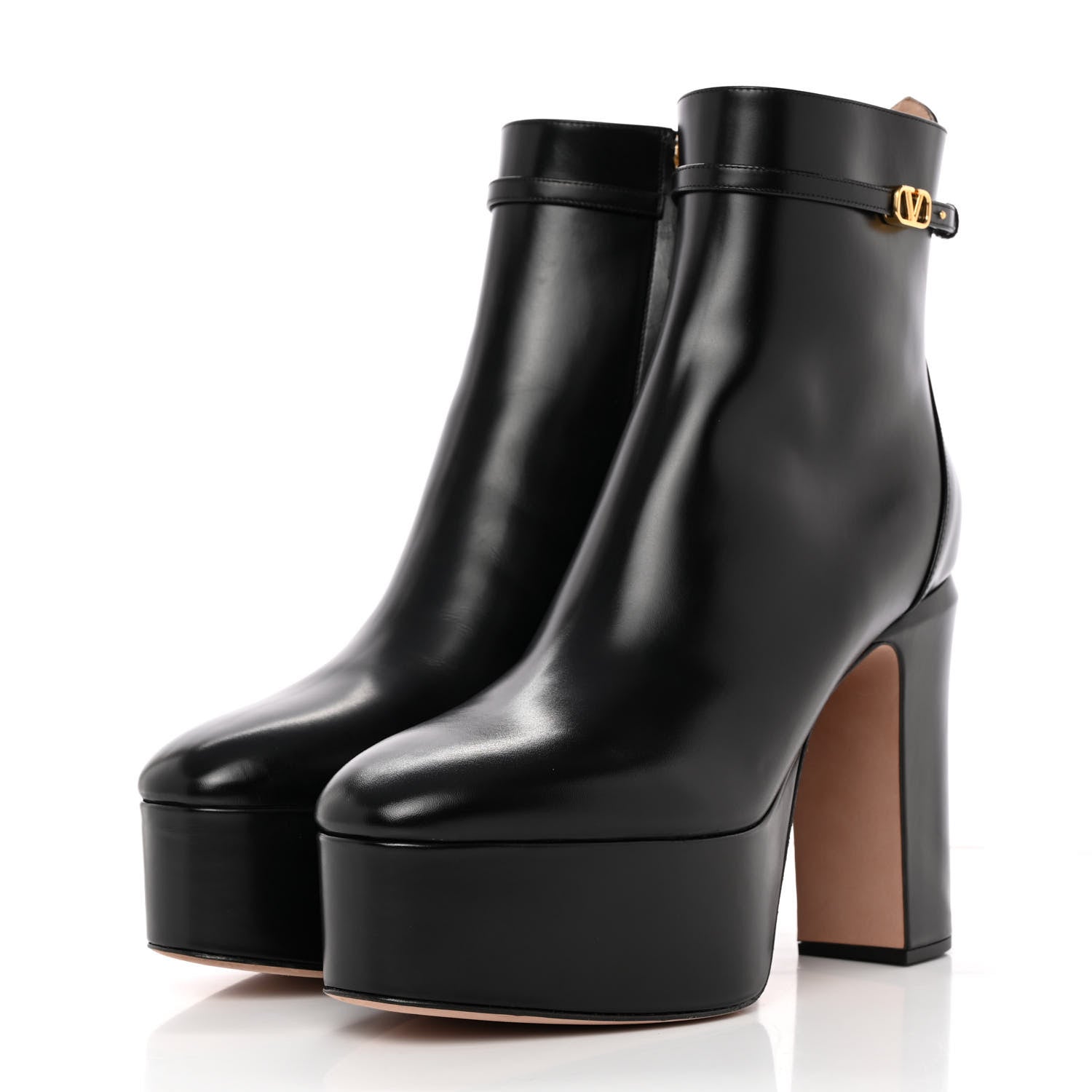 Valentino Garavani Calfskin Tan-Go Platform 50/120mm Ankle Boots 41 Black 3 of 17