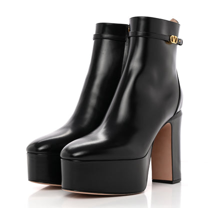 Valentino Garavani Calfskin Tan-Go Platform 50/120mm Ankle Boots 41 Black 3 of 17