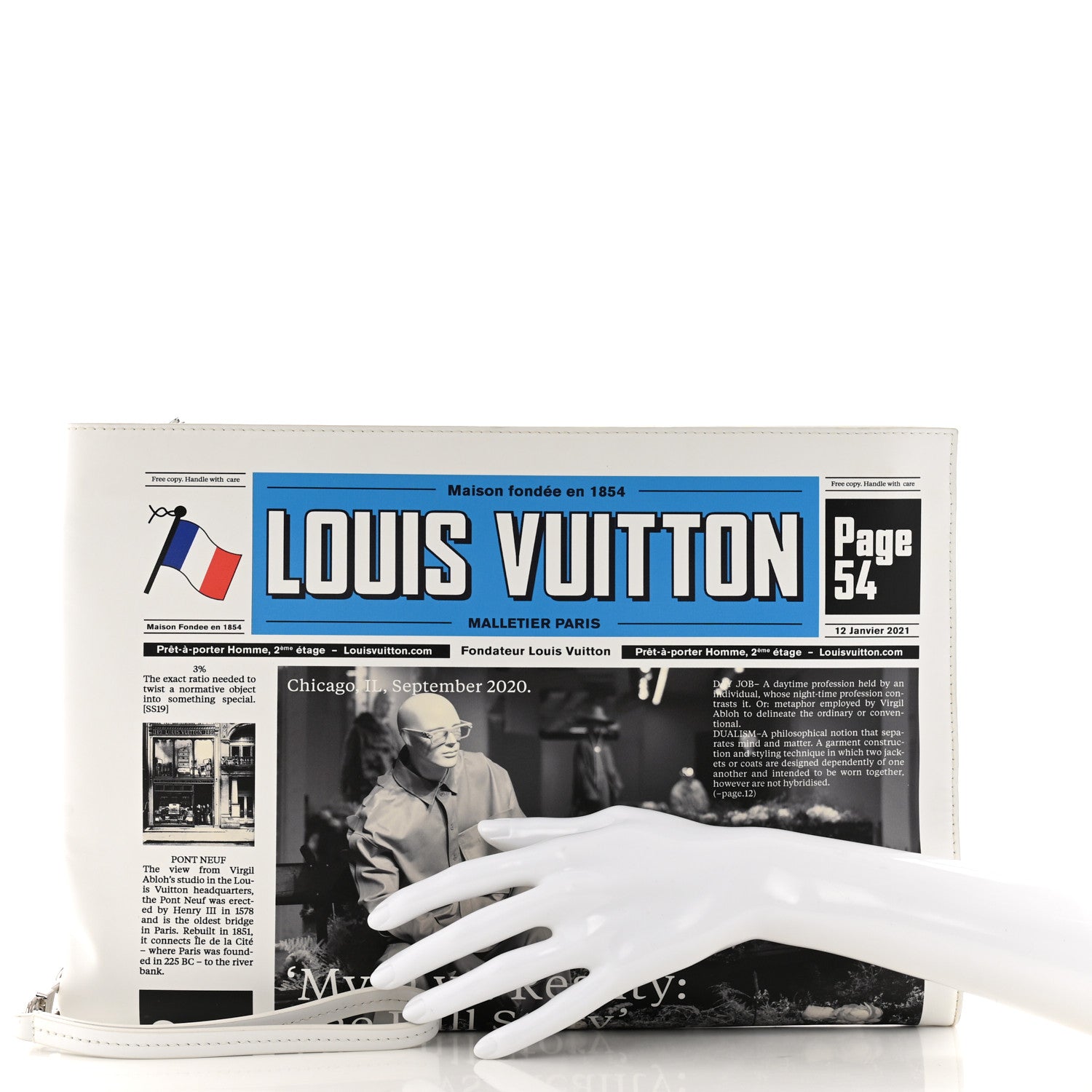 Louis Vuitton Calfskin Newspaper Print Pouch 2 of 8