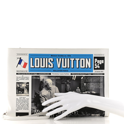 Louis Vuitton Calfskin Newspaper Print Pouch 2 of 8