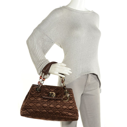 Christian Dior Nylon Cannage Medium Charming Lock Tote Chocolate 2 of 7