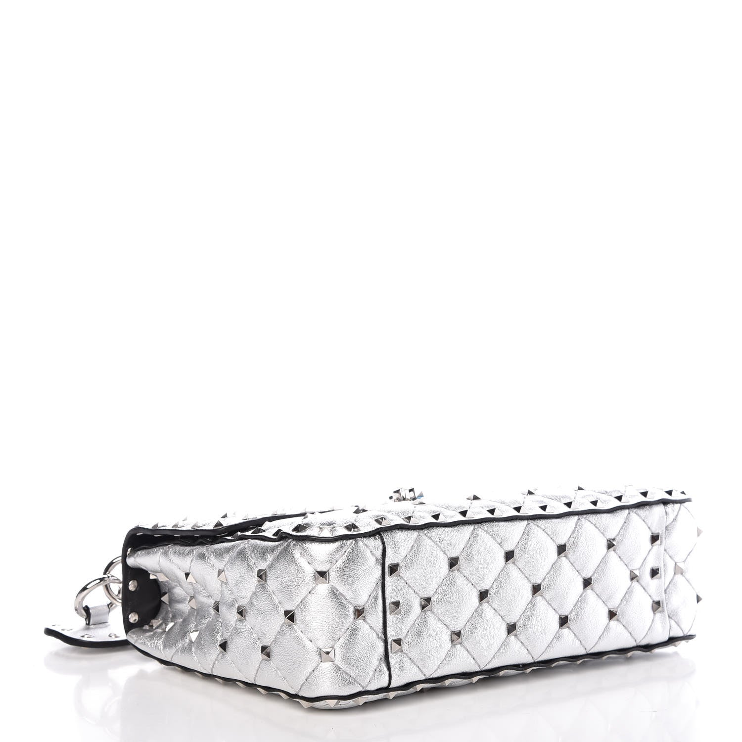Valentino Garavani Metallic Nappa Medium Rockstud Spike Shoulder Bag Silver 4 of 8