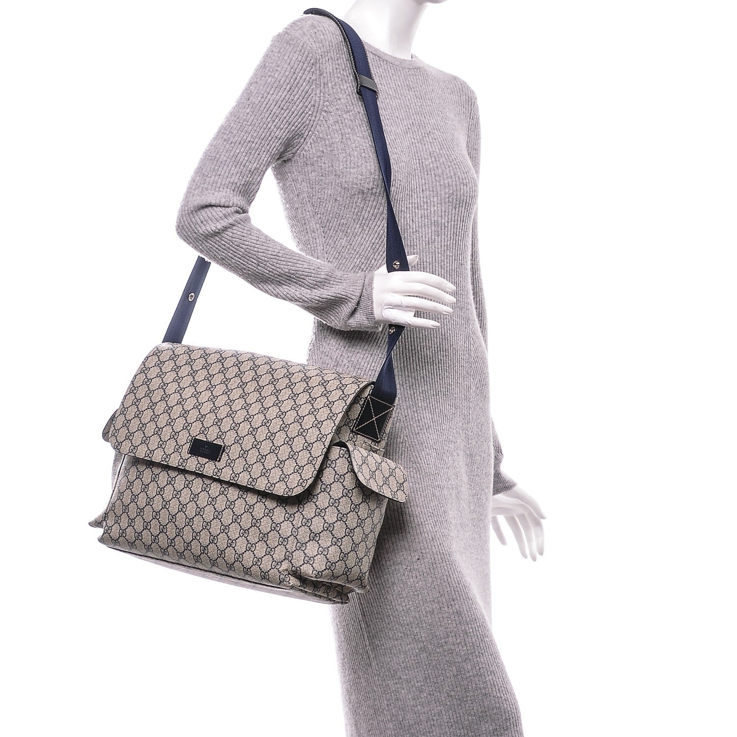 Gucci GG Plus Monogram Messenger Diaper Bag Navy 2 of 8