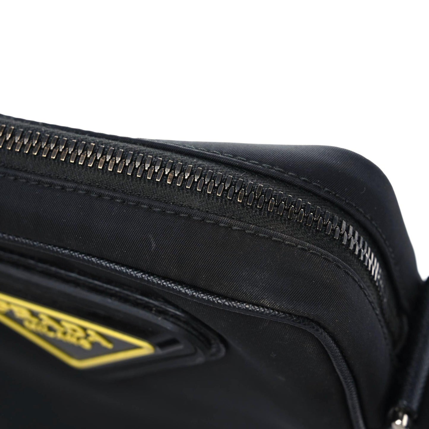 Nylon Flat Messenger Bag Black Yellow