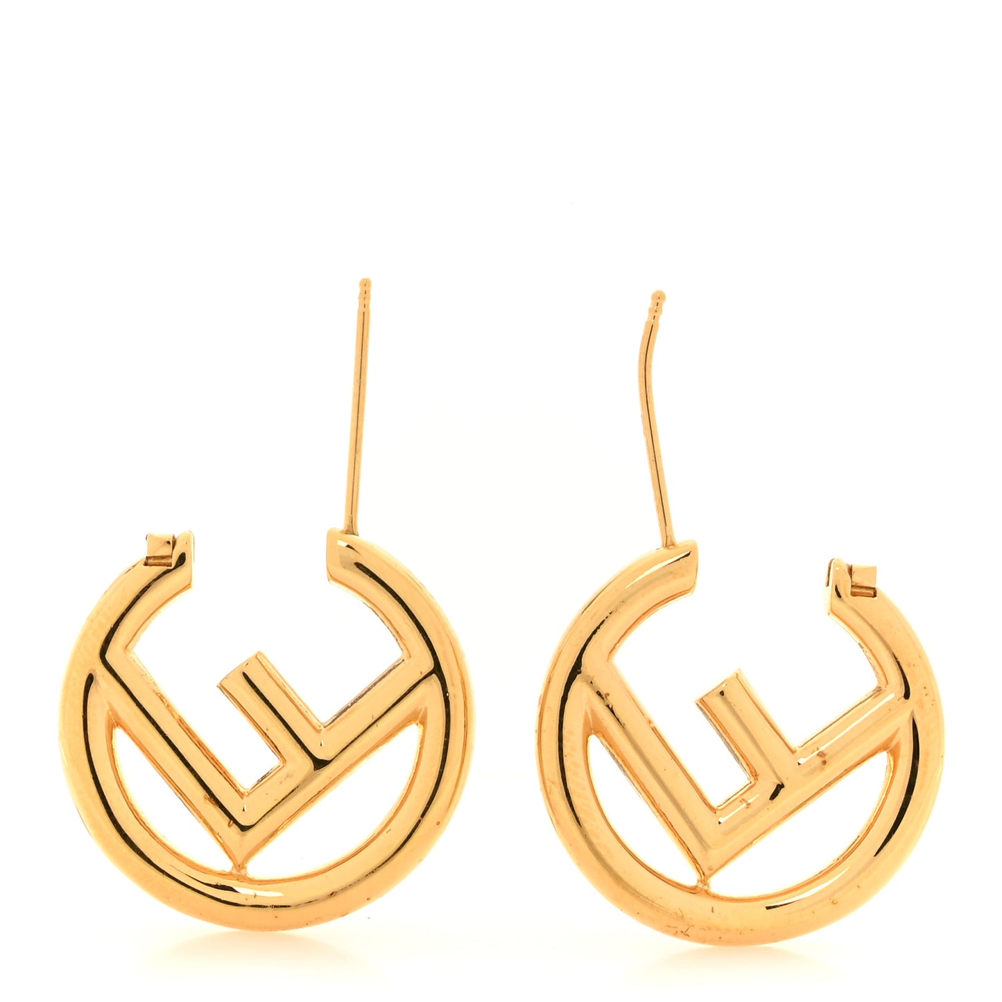 Metal FF Hoop Earrings Gold