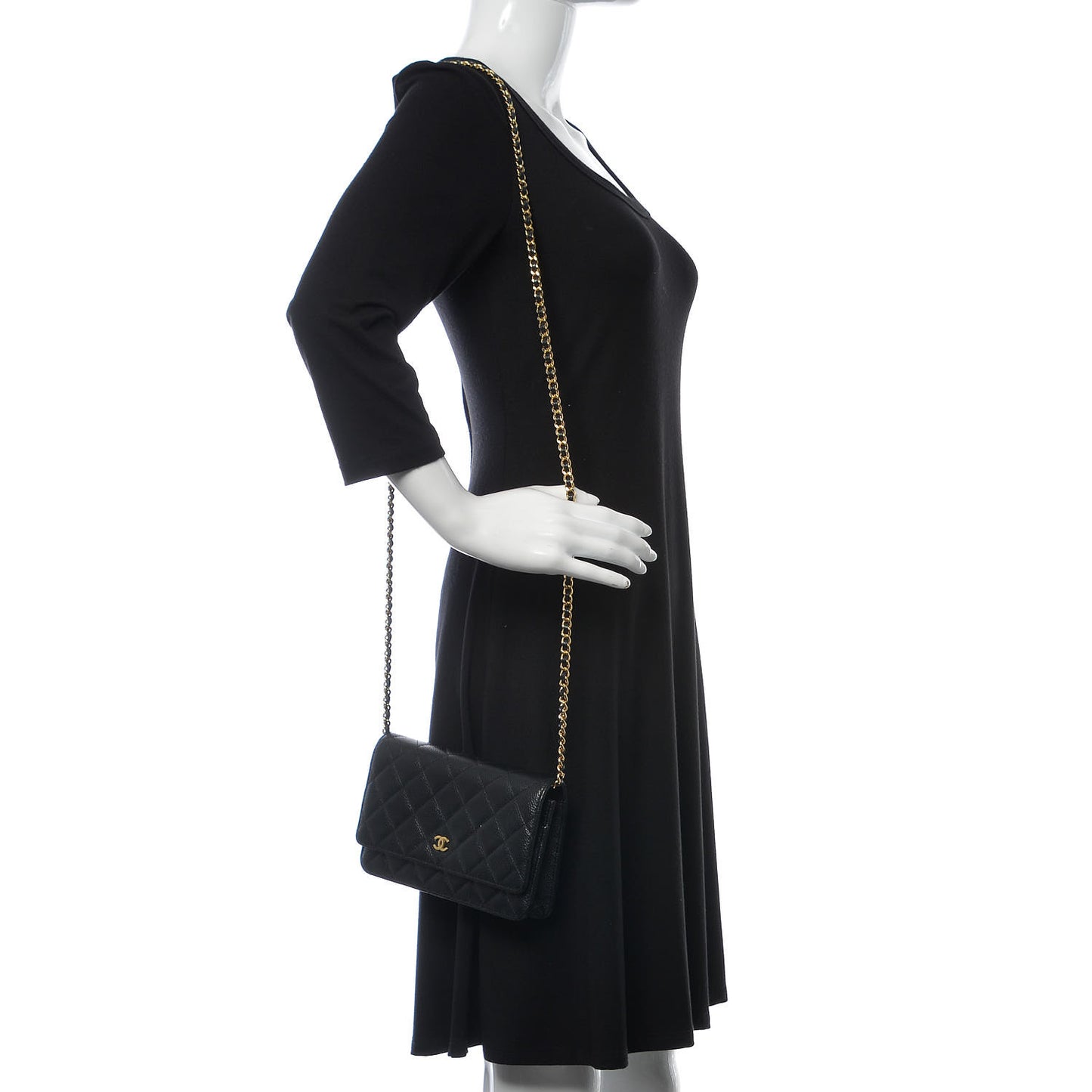 Caviar Quilted Wallet On Chain WOC Black