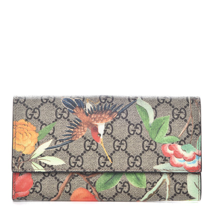 Gucci GG Supreme Monogram Tian Continental Wallet Beige Multicolor Red 1 of 7
