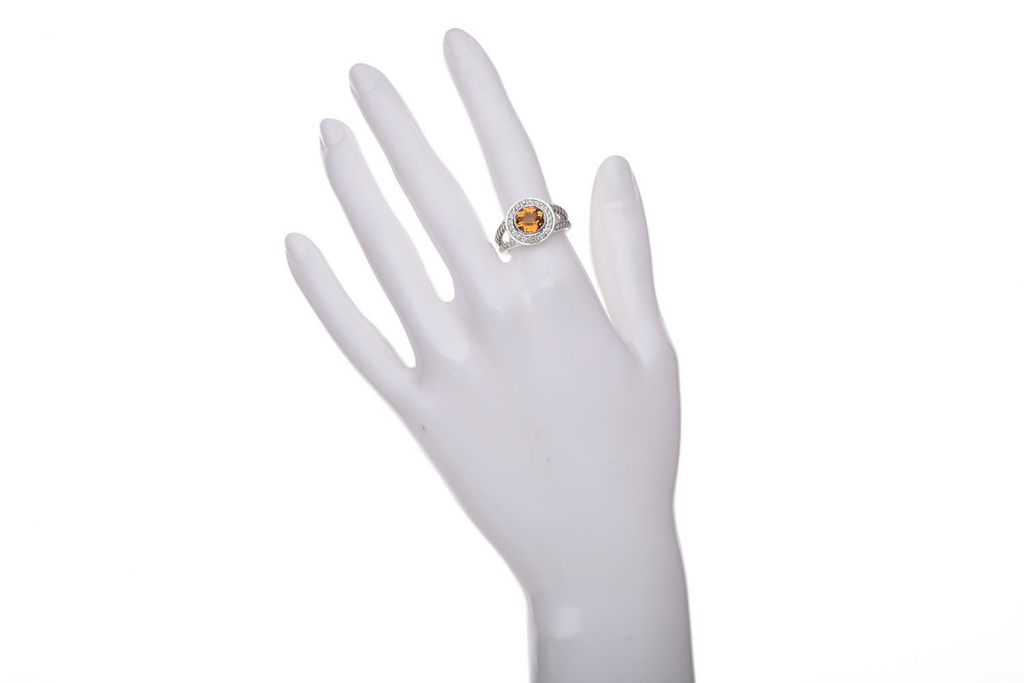 Sterling Silver Citrine Diamond 8mm Cerise Ring 51.9 6