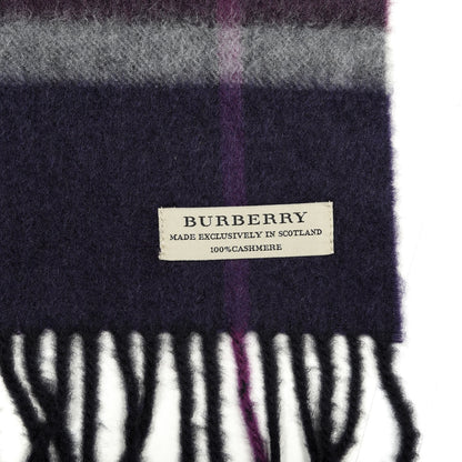 Burberry Cashmere Giant Check Fringe Scarf Purple 3 of 4