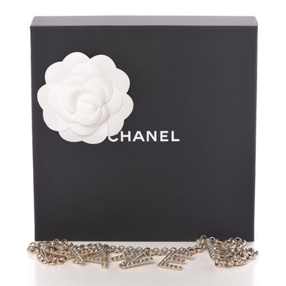 Chanel Metal Crystal Cha-Nel Logo Necklace Gold 6 of 6