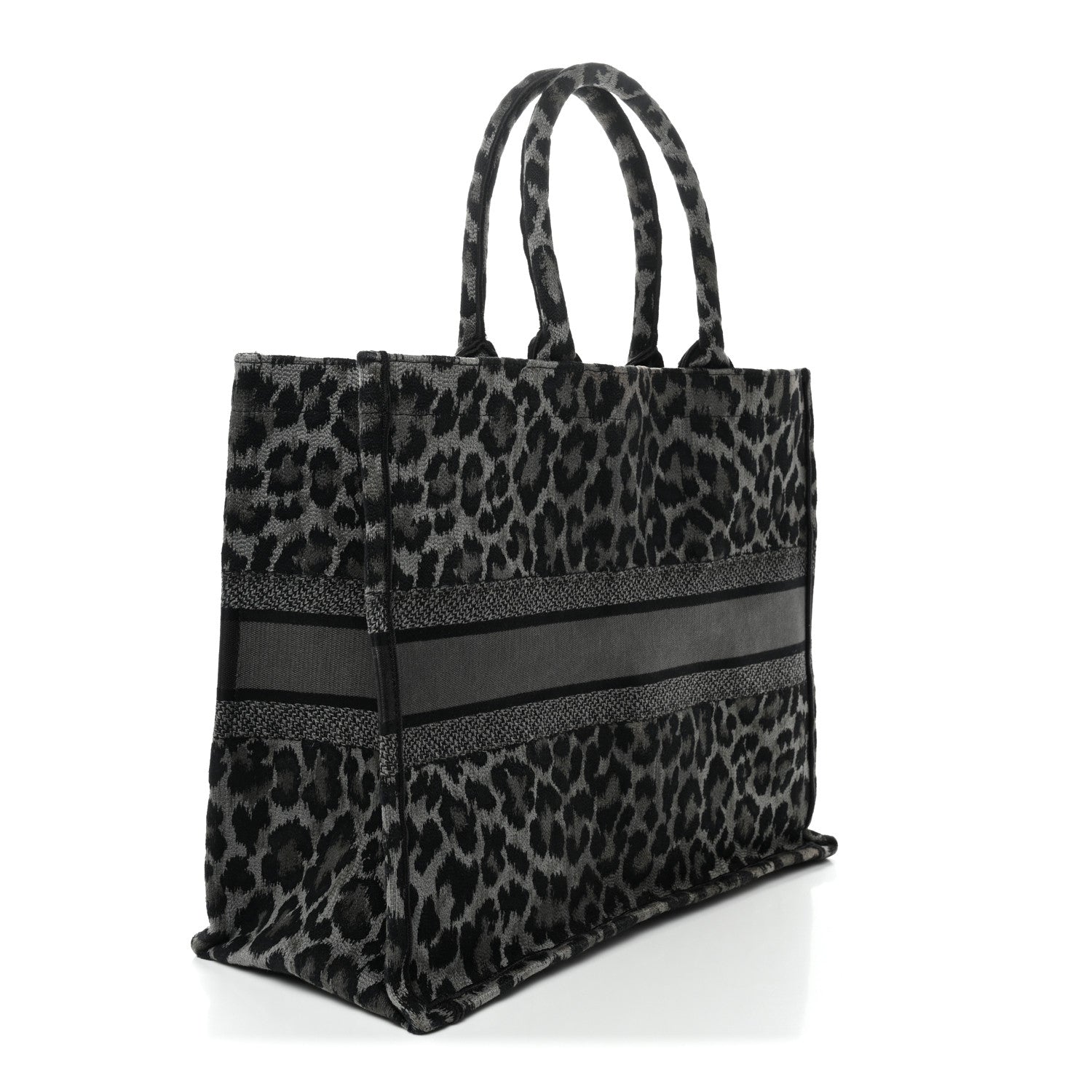 Christian Dior Canvas Mizza Embroidered Large Leopard Book Tote