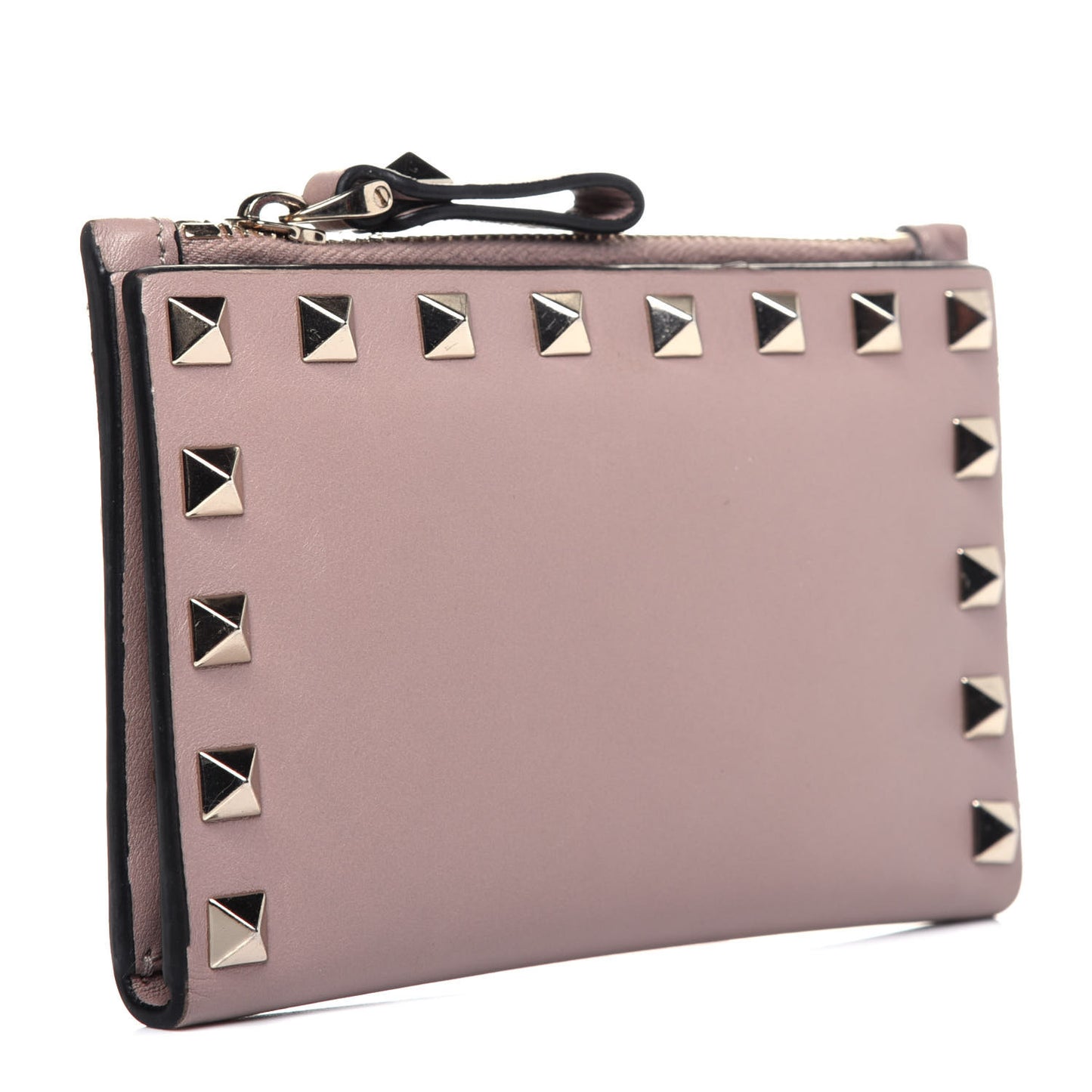 Calfskin Rockstud Bi-Fold Wallet Poudre
