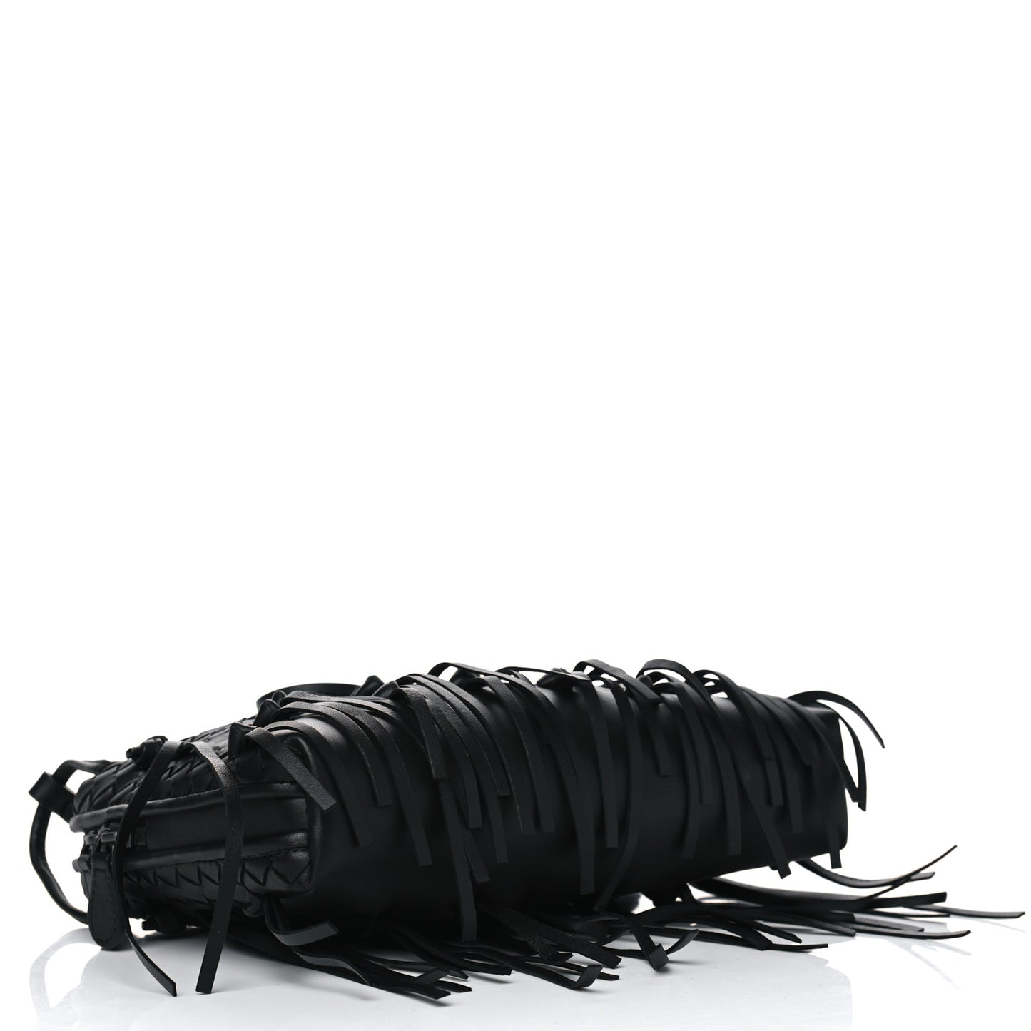 Nappa Intrecciato Fringe Nodini Crossbody Messenger Black