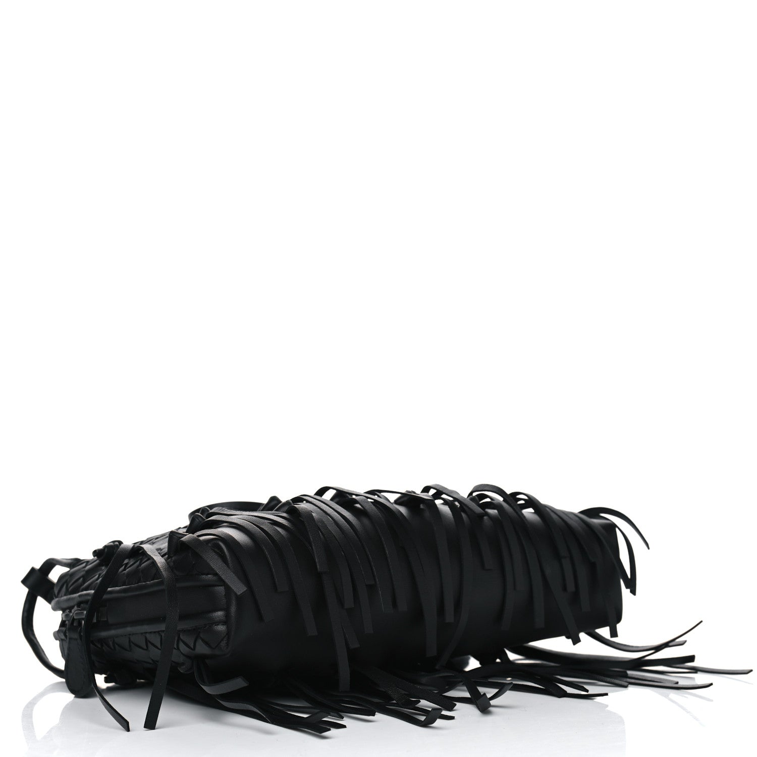 Bottega Veneta Nappa Intrecciato Fringe Nodini Crossbody Messenger Black 3 of 5