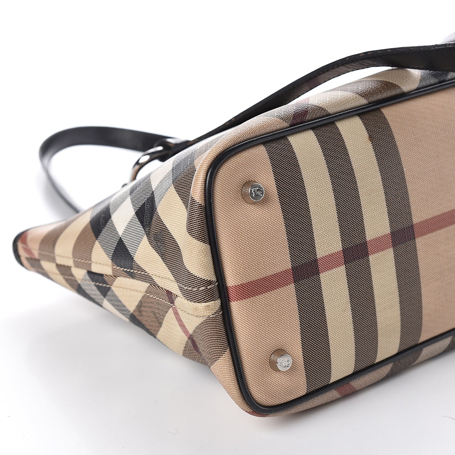 Patent Trim Nova Check Shopper Tote Black