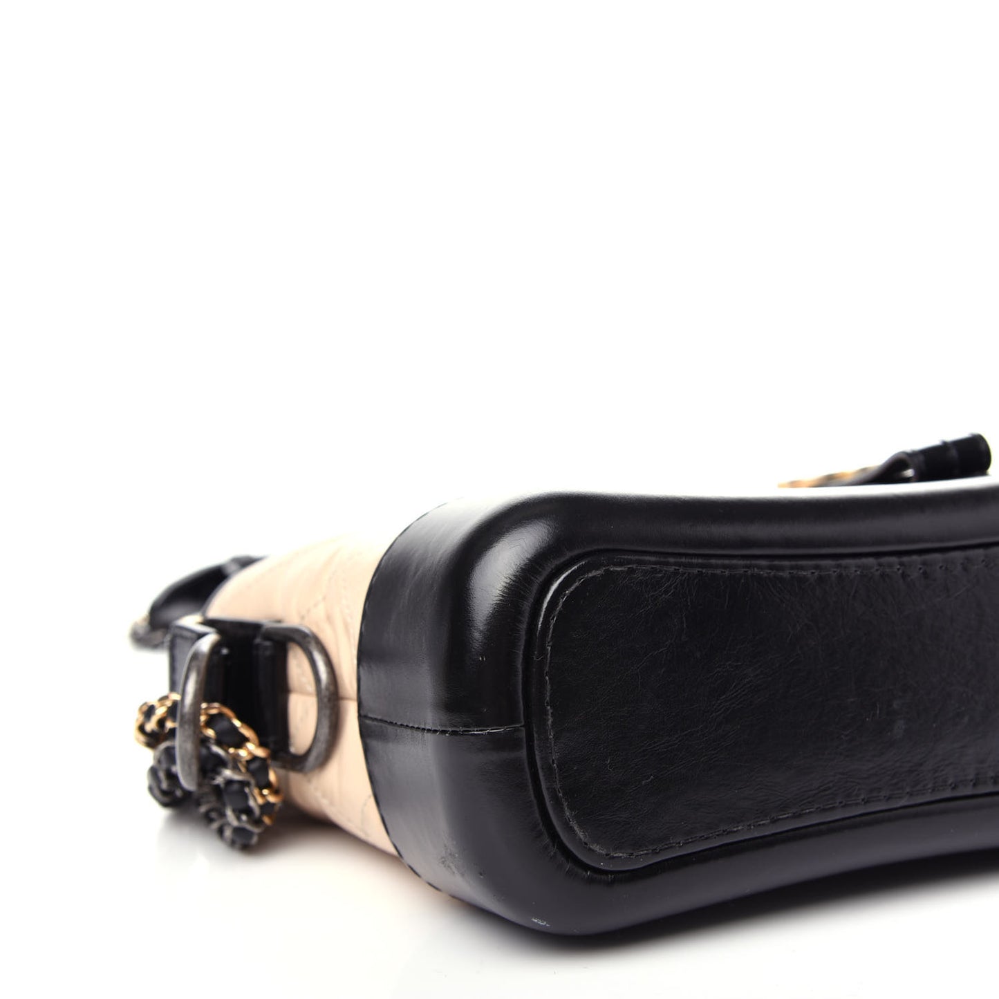 Aged Calfskin Quilted Small Gabrielle Hobo Beige Black