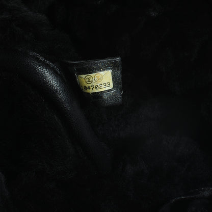 Chanel Suede Sherpa Shoulder Bag w Cosmetic Pouch Black 8 of 8