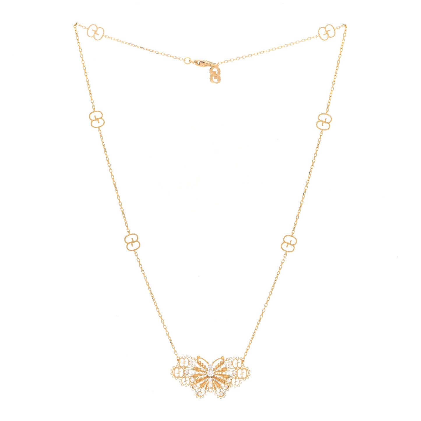 18K Yellow Gold Diamond Le Marche Des Merveilles Butterfly Necklace