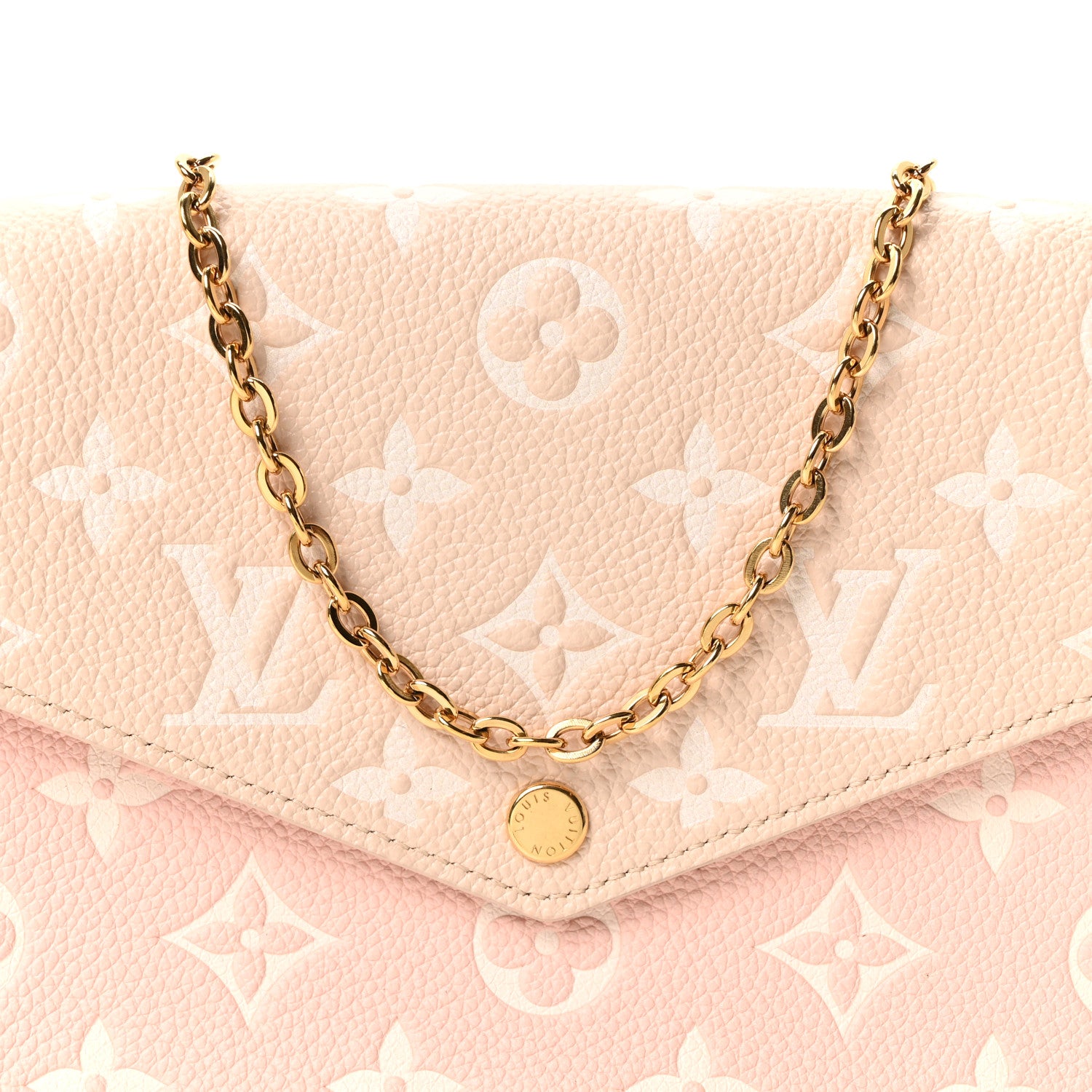 Louis Vuitton Empreinte Spring in the City Felicie Pochette Chain Wallet Pink Beige Yellow 9 of 12