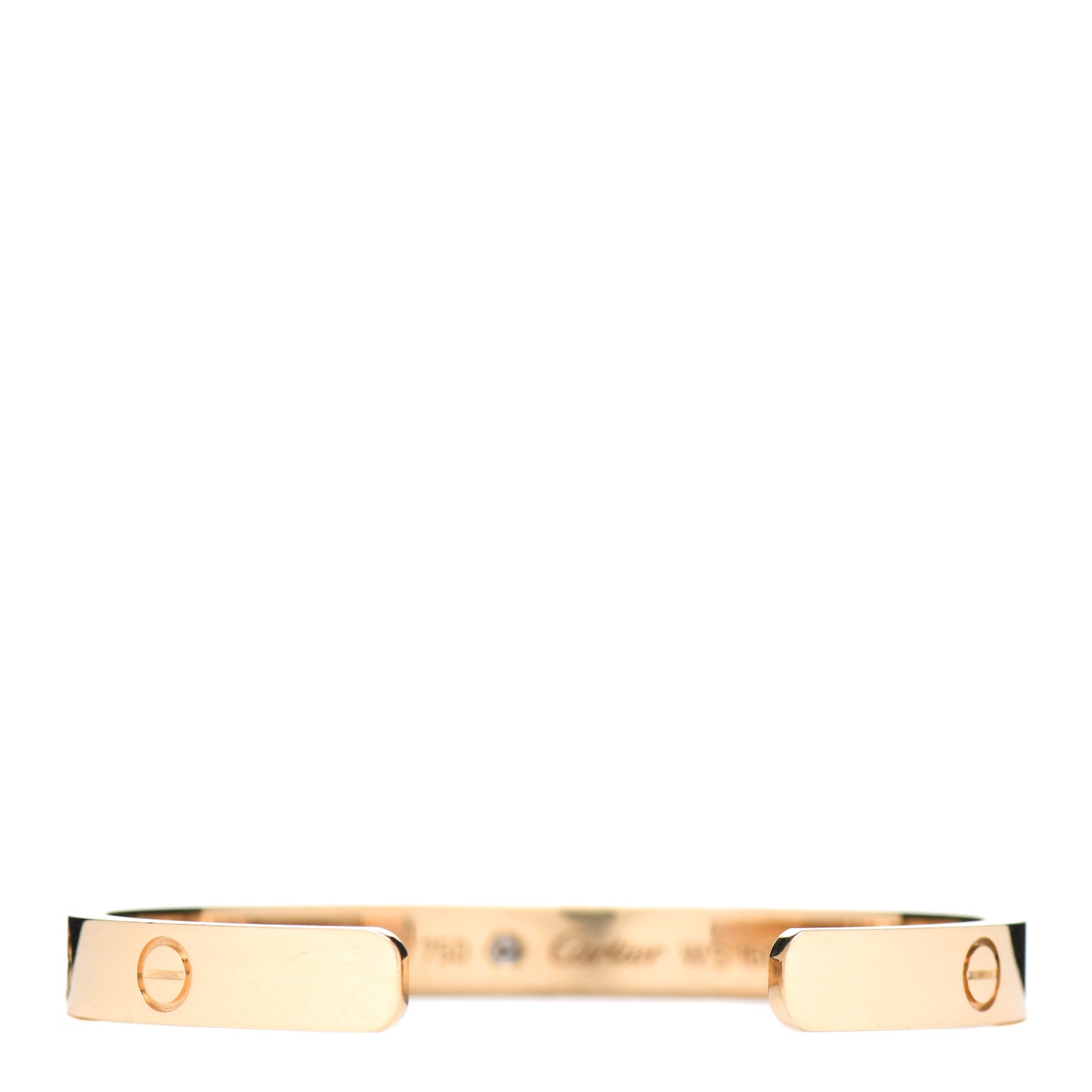 18K Yellow Gold 1 Diamond LOVE Cuff Bracelet 16