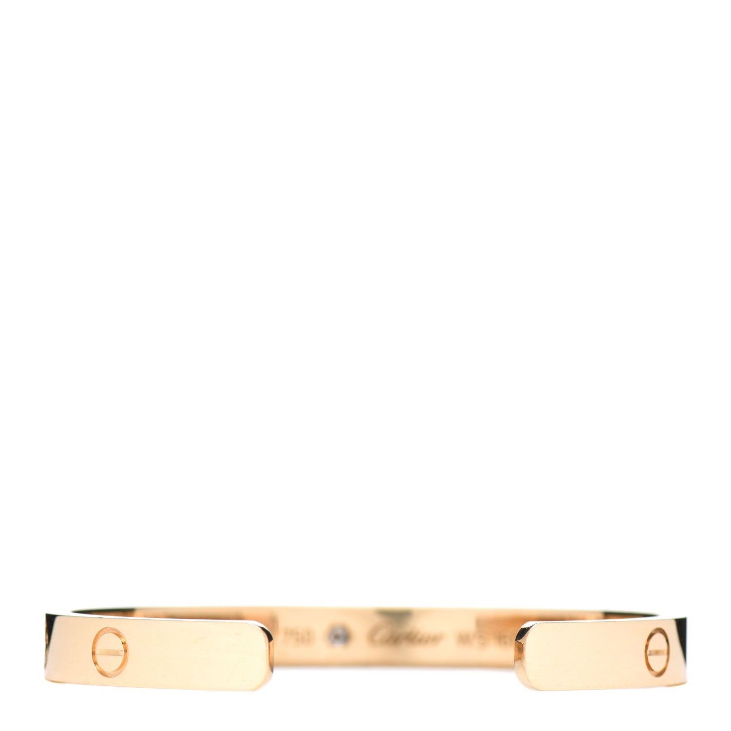Cartier 18K Yellow Gold 1 Diamond LOVE Cuff Bracelet 16 3 of 4