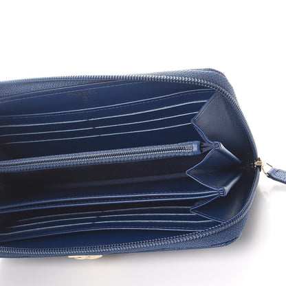 Chanel Caviar Large Zip Around Boy Wallet Blue 5 of 8