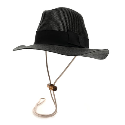 Gucci Raffia Bamboo GG Fedora Hat M Black 1 of 8
