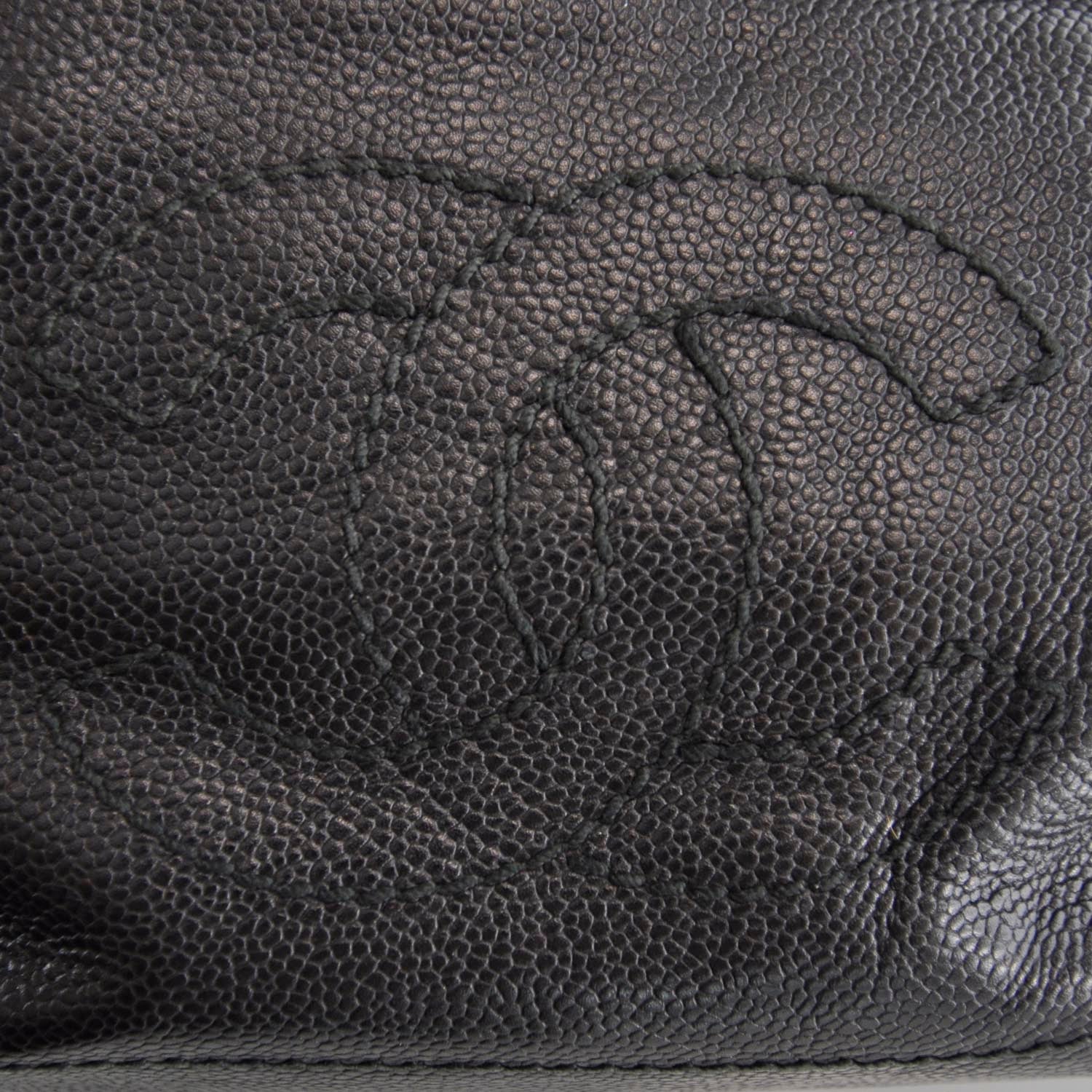 Chanel Caviar CC Wood Chain Hobo Black 9 of 9