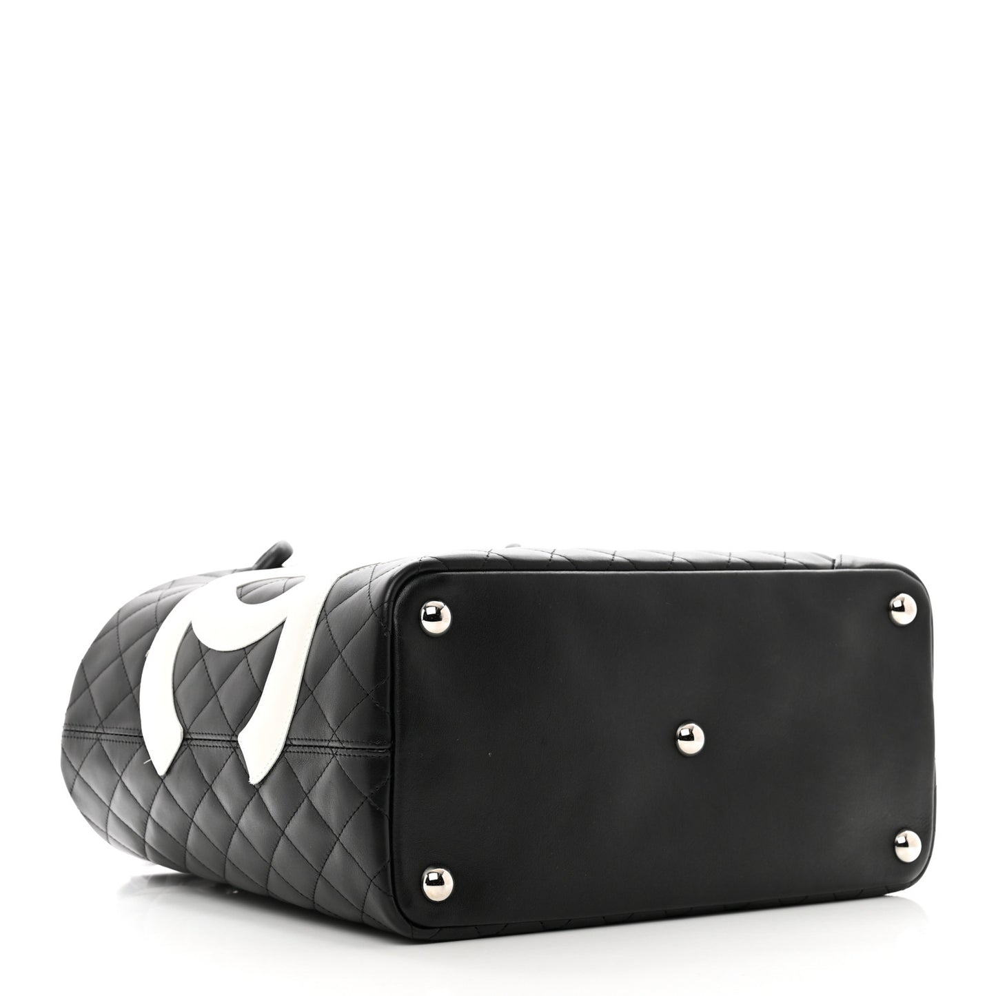 Calfskin Quilted Large Cambon Tote Black White