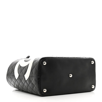 Chanel Calfskin Quilted Large Cambon Tote Black White 4 of 10