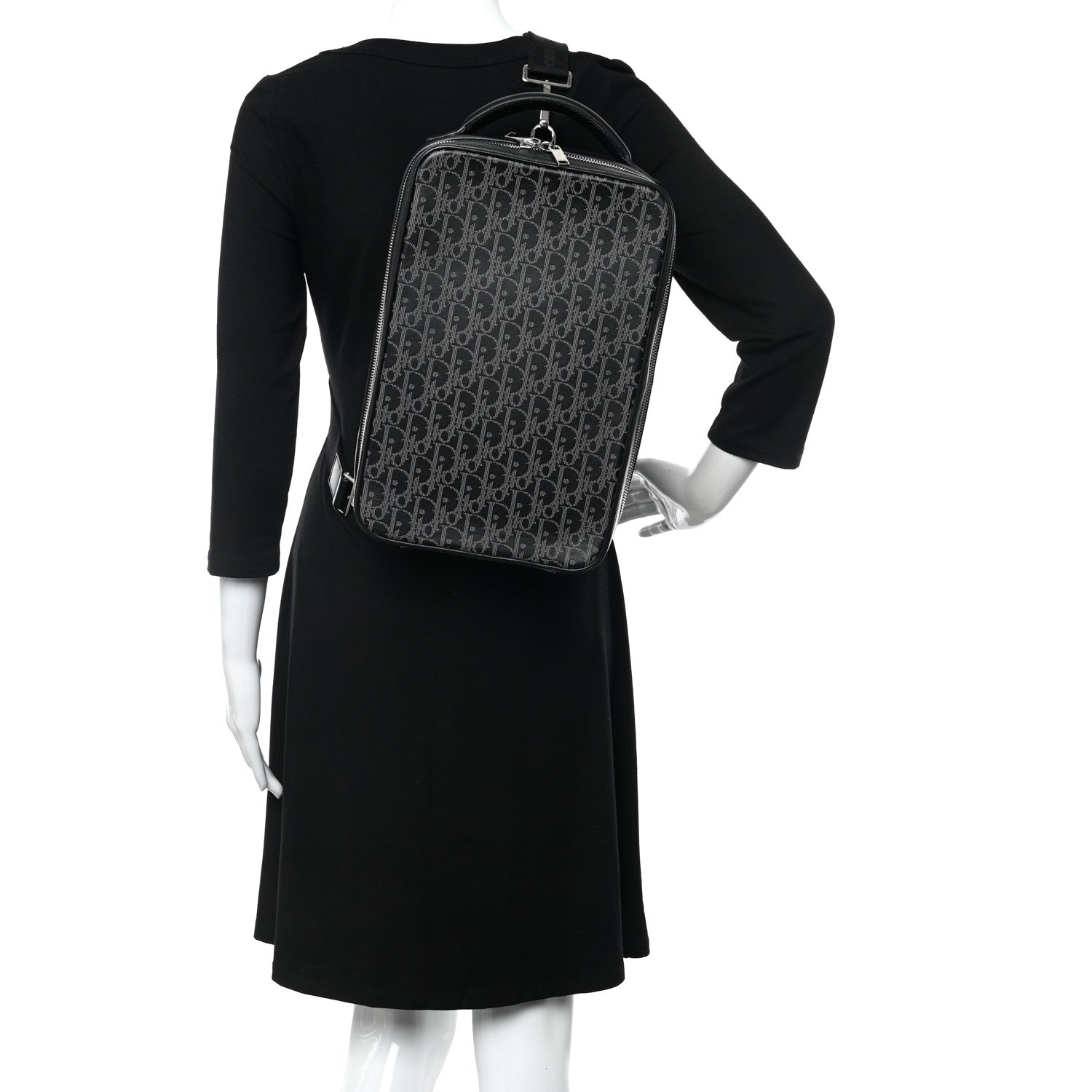 Christian Dior Calfskin Oblique Galaxy Perforated Marsupio World Tour Pelle Sling Black White 2 of 10