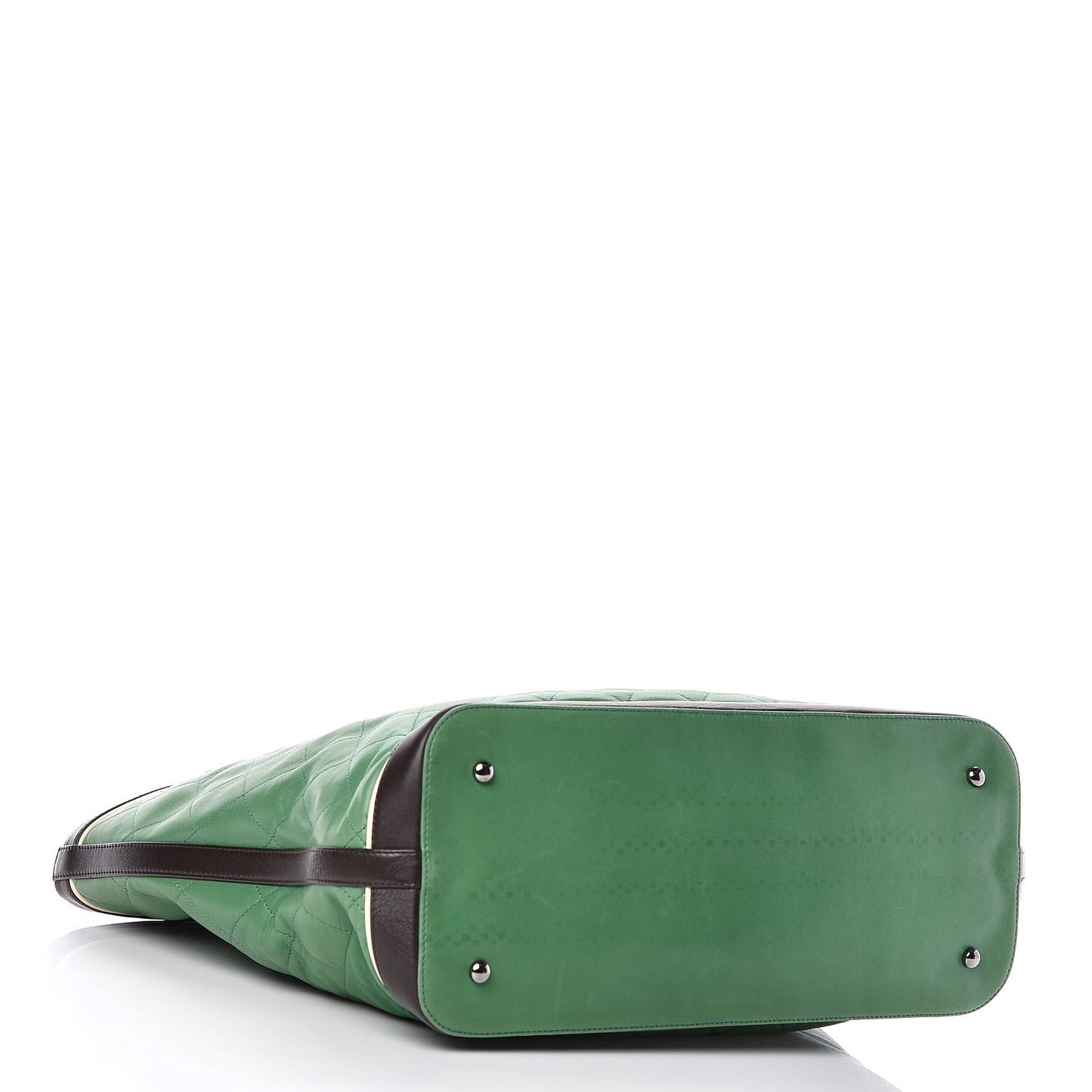 Lambskin Quilted Country Club Tote Green Black