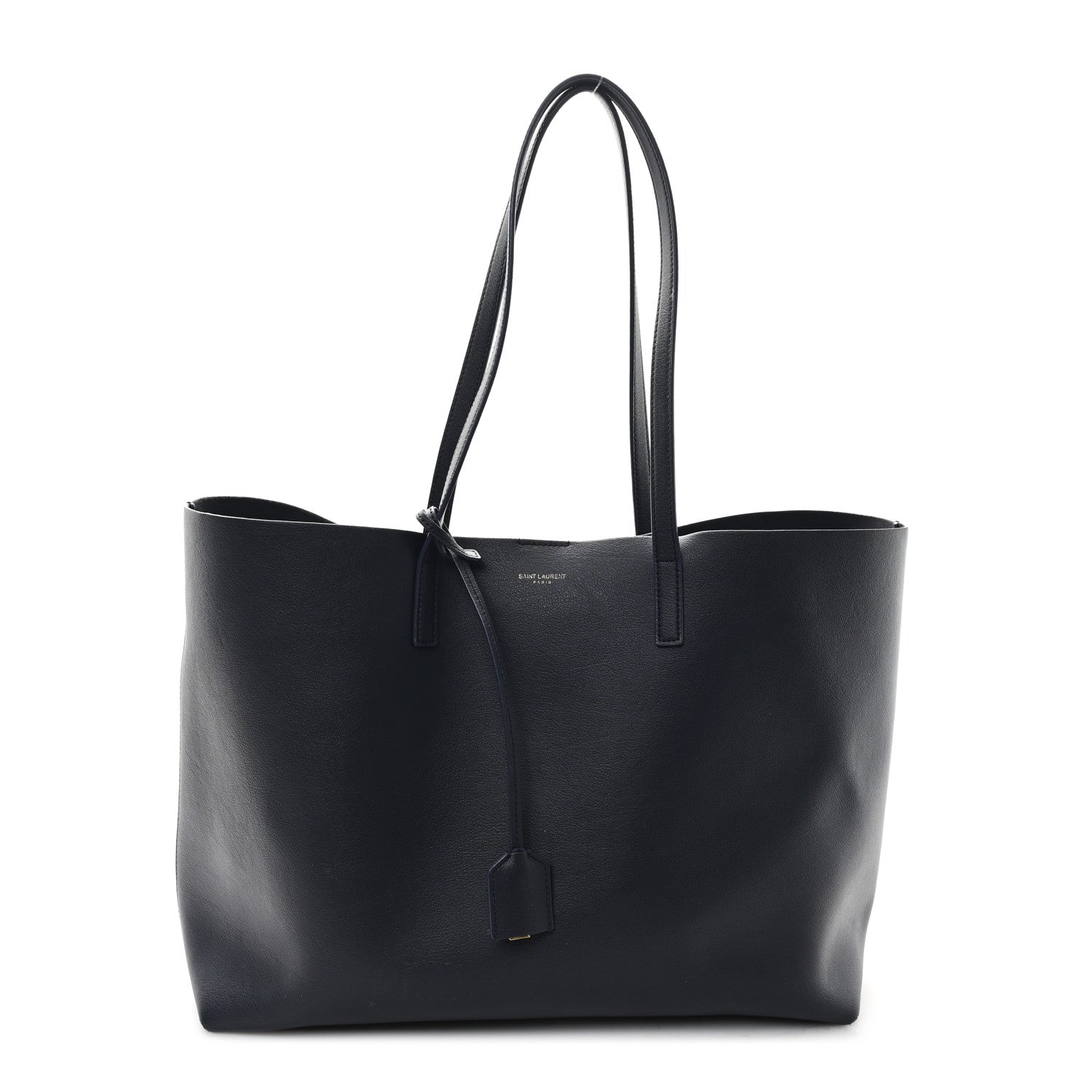 Saint Laurent Calfskin Large Shopping Tote Navy 1 of 13