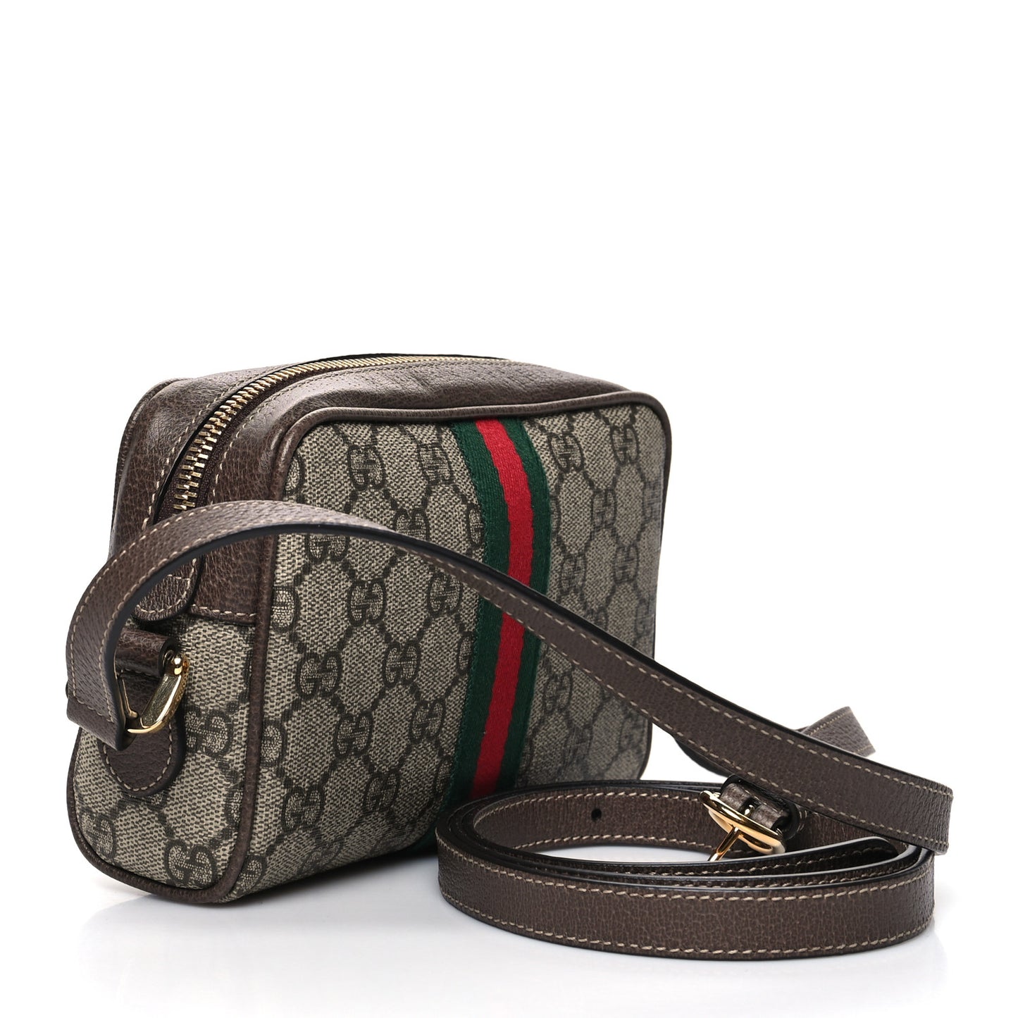 GG Supreme Monogram Web Mini Ophidia Shoulder Bag Brown