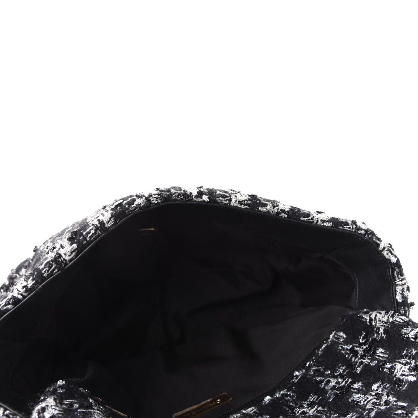 Tweed Quilted Large 19 Flap Black Ecru White
