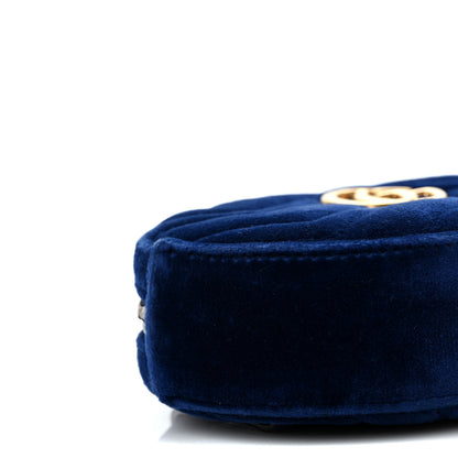 Gucci Velvet Matelasse GG Marmont Belt Bag 95 38 Cobalt Blue 7 of 8