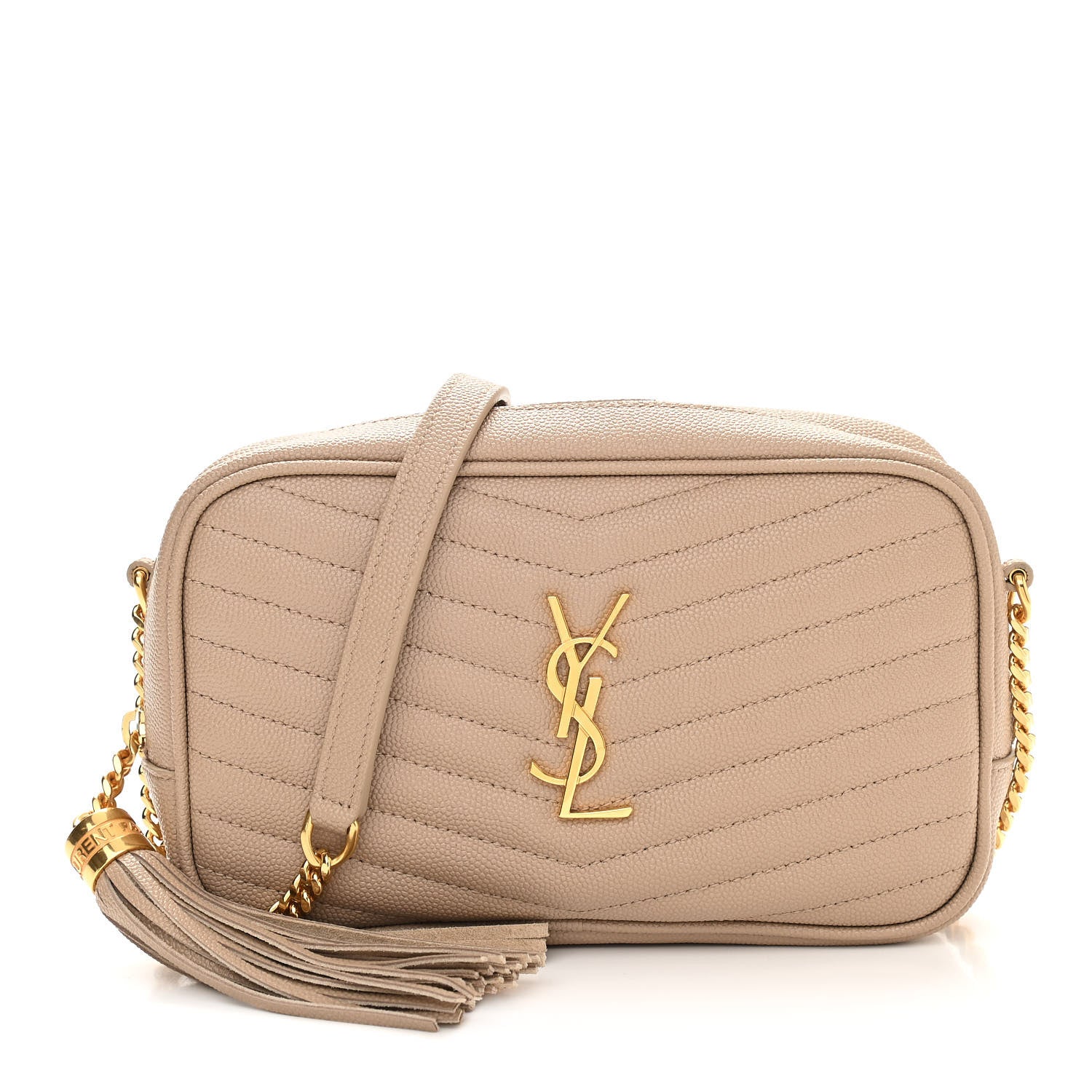 Saint Laurent Grain De Poudre Matelasse Monogram Mini Lou Camera Bag Dark Beige 1 of 10