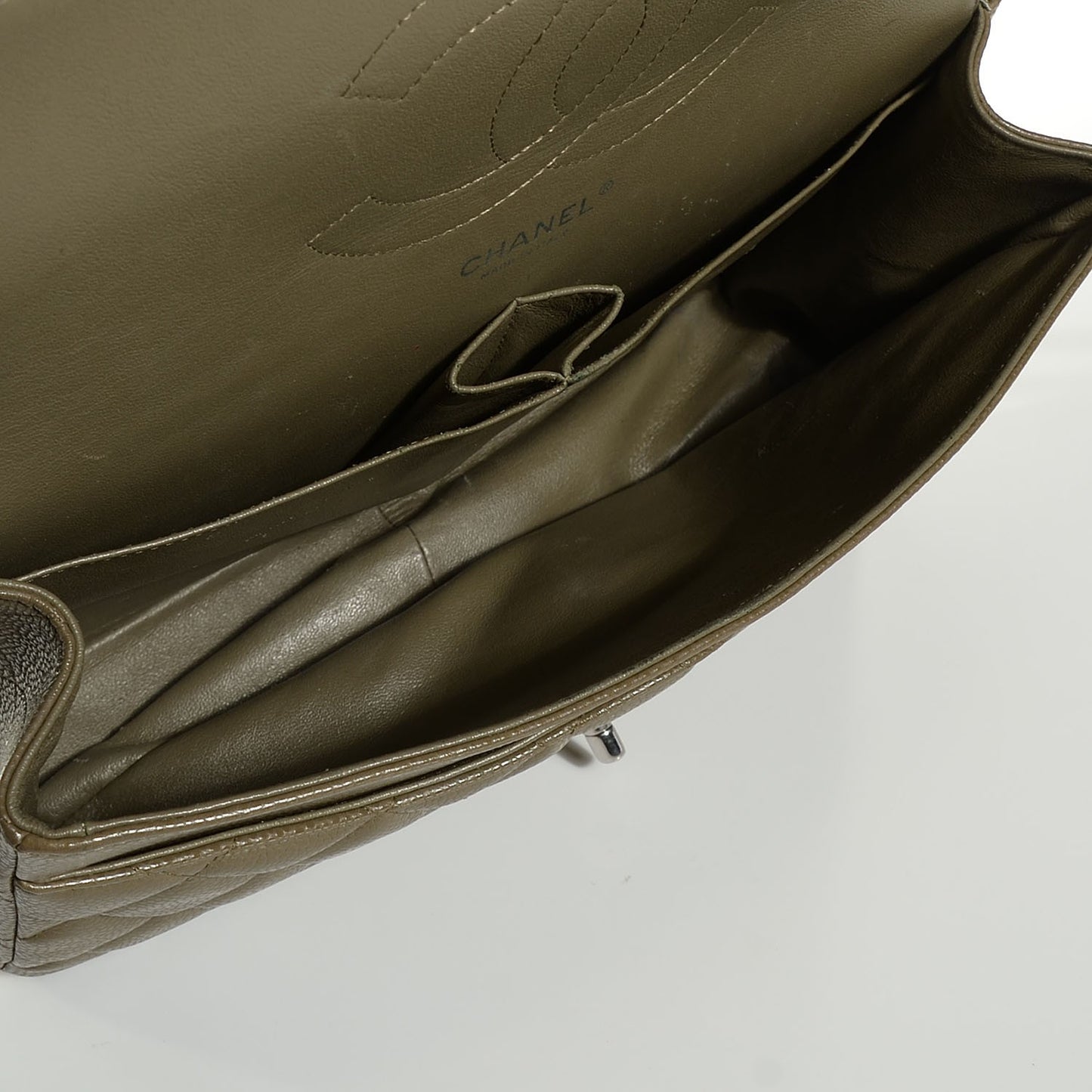 Caviar Quilted Jumbo Double Flap Green