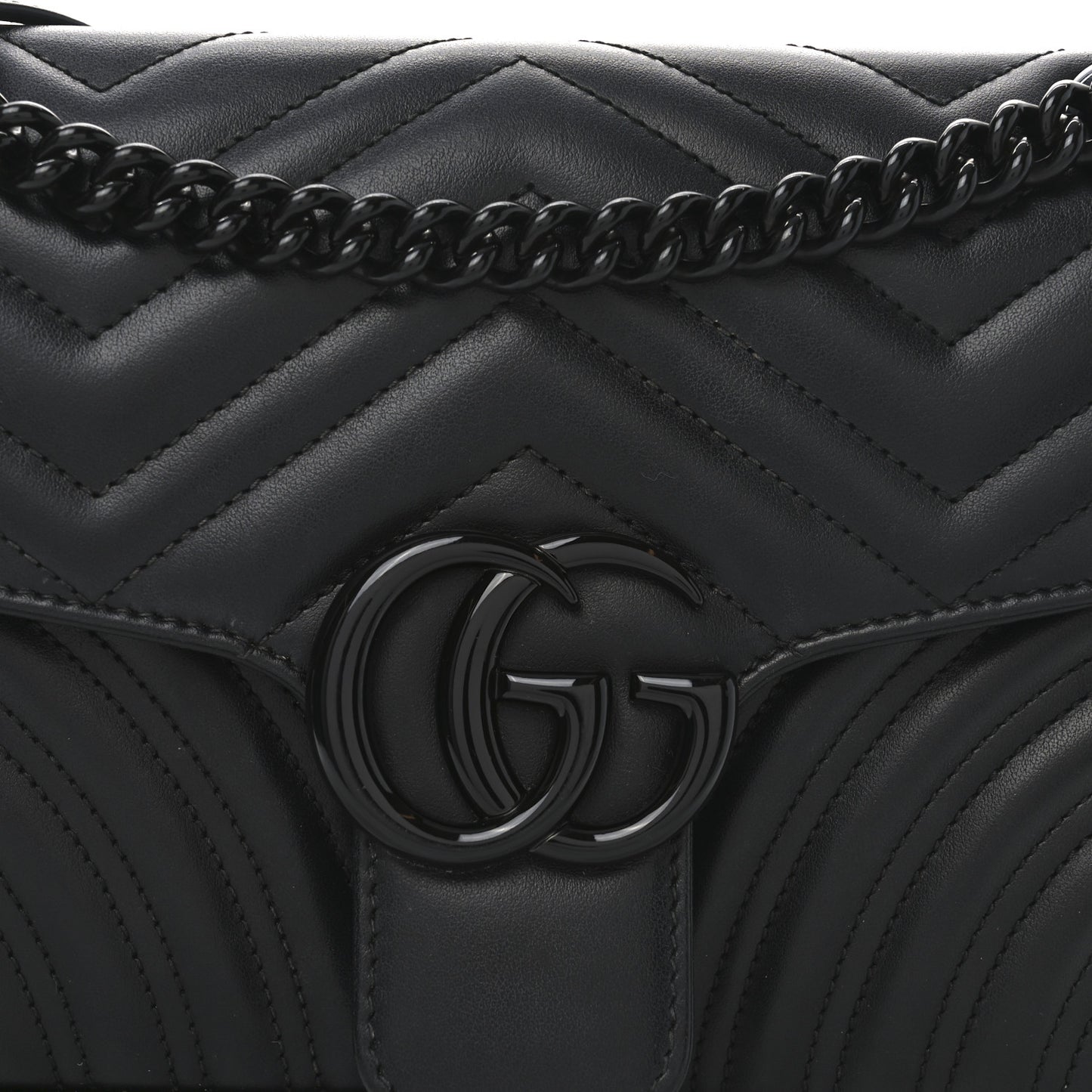 Calfskin Matelasse Monochrome Small GG Marmont Shoulder Bag Black