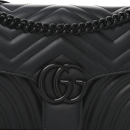 Gucci Calfskin Matelasse Monochrome Small GG Marmont Shoulder Bag Black 7 of 9