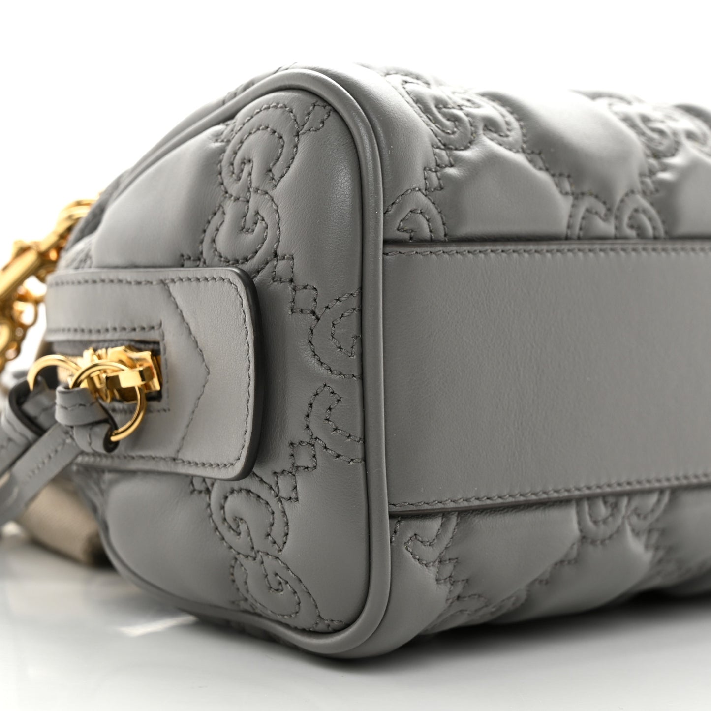 Calfskin GG Matelasse Mini Bowler Bag Dusty Grey Natural