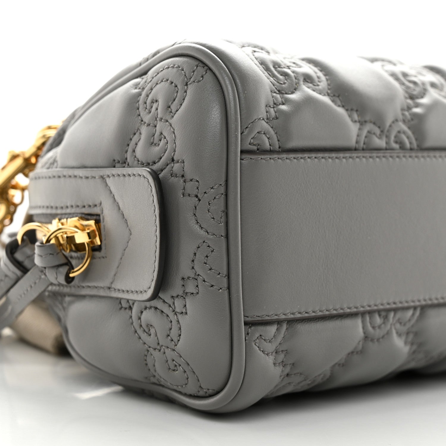 Gucci Calfskin GG Matelasse Mini Bowler Bag Dusty Grey Natural 9 of 11